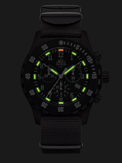 H3TACTICAL Trooper Carbon White Chronograph H3 Uhr mit Natoband