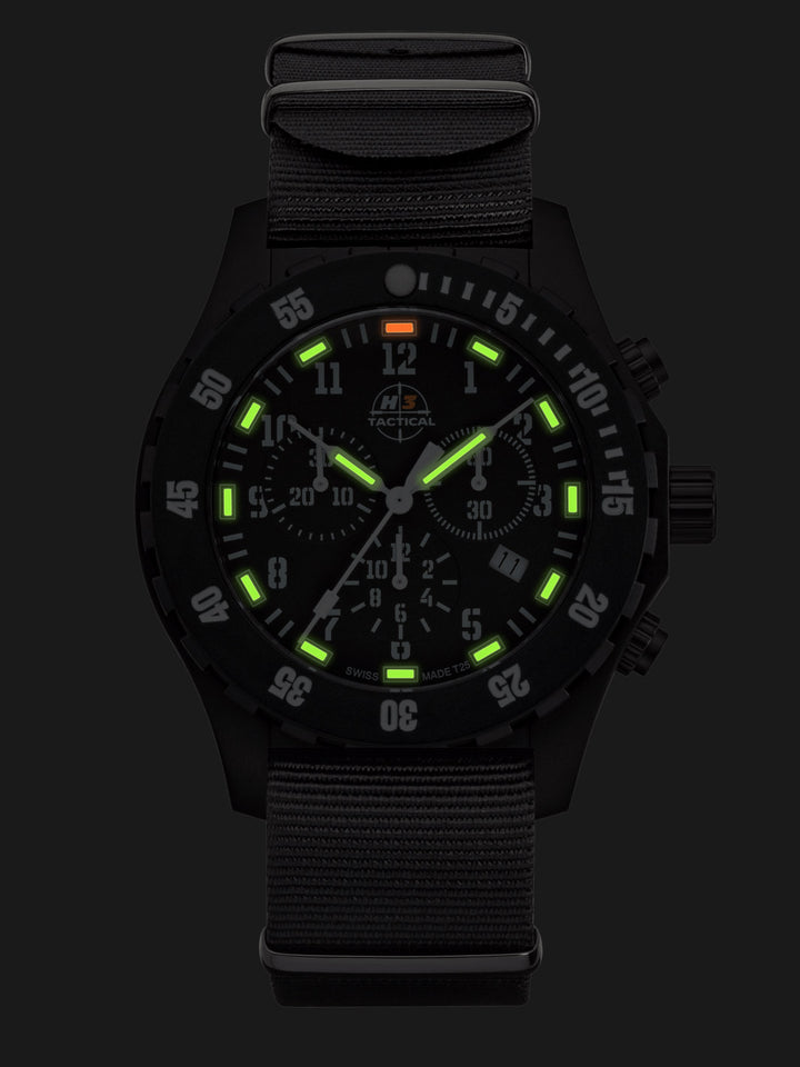 H3TACTICAL Trooper Carbon White Chronograph H3 Uhr mit Natoband
