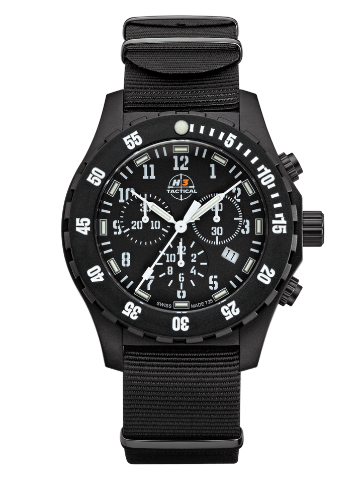 H3TACTICAL Trooper Carbon White Chronograph H3 Uhr mit Natoband
