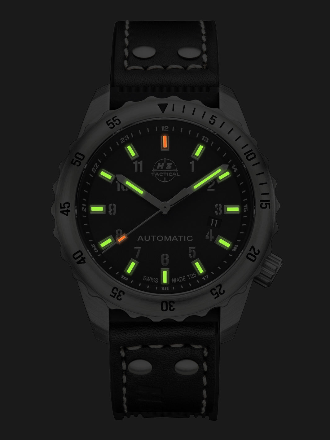 H3TACTICAL S.W.A.T. Diver Automatik H3 Uhr mit Lederband