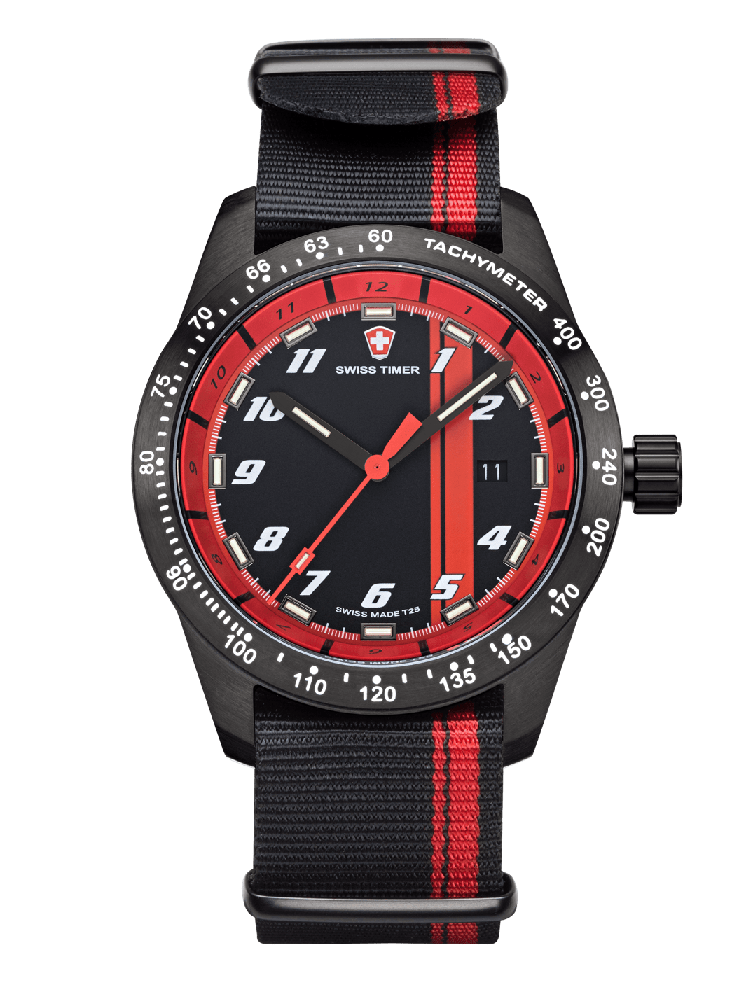 SWISS TIMER Racing Black H3 Uhr mit Natoband