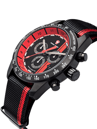 SWISS TIMER Racing Black Chronograph H3 Uhr mit Natoband