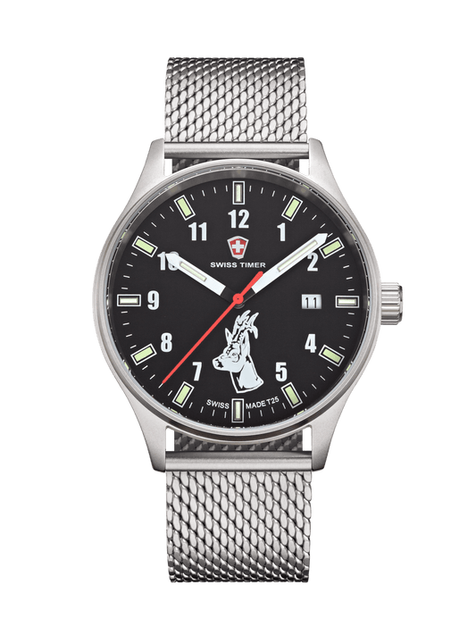 SWISS TIMER Trapper H3 Uhr Rehbock mit Edelstahlband