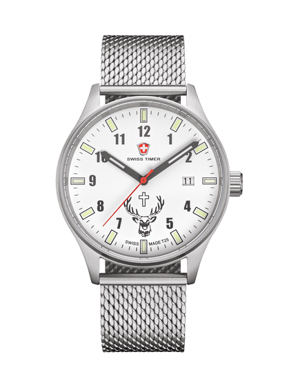 SWISS TIMER Trapper H3 Uhr Hubertus mit Edelstahlband