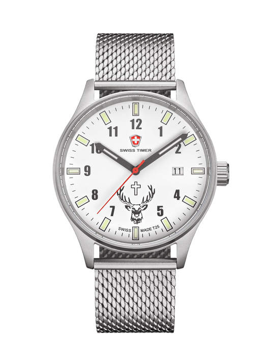 SWISS TIMER Trapper H3 Uhr Hubertus mit Edelstahlband