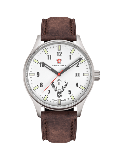 SWISS TIMER Trapper H3 Uhr Hubertus mit Lederband